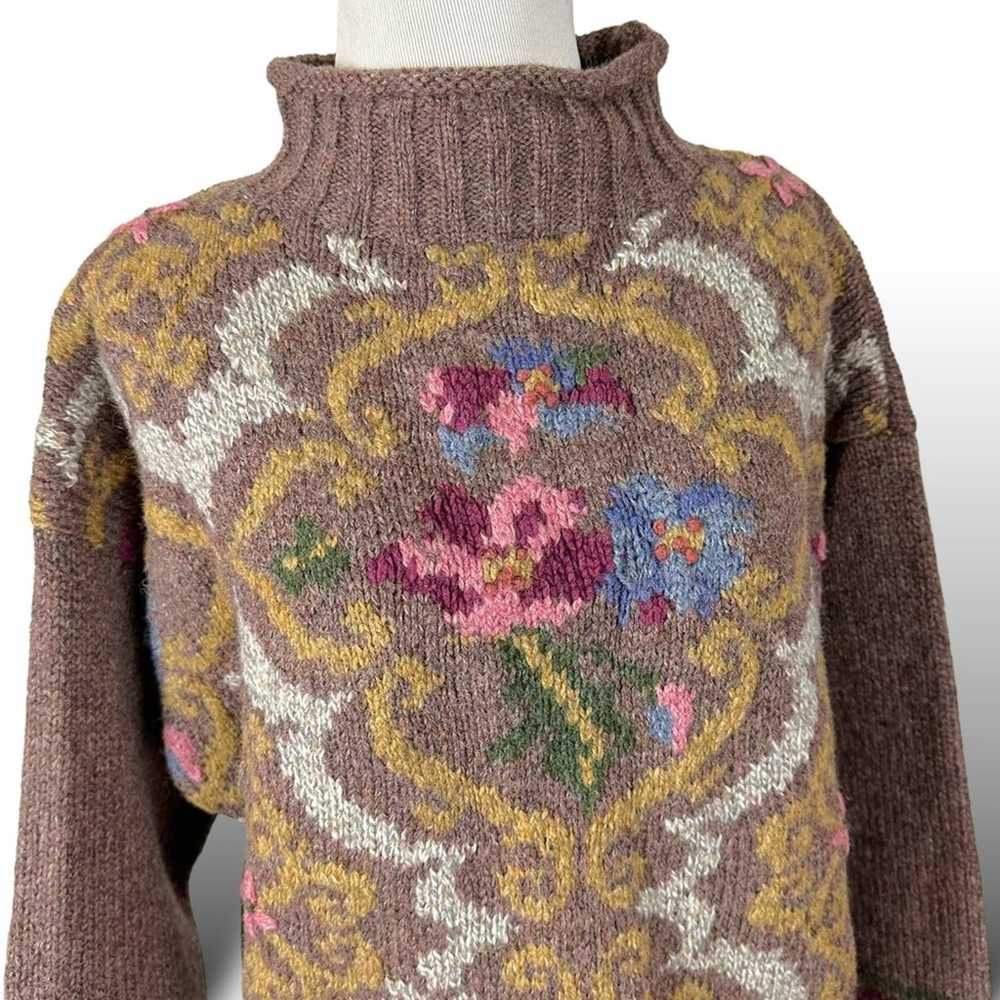 Vintage Fair Isle Victorian Floral Sweater Expres… - image 4