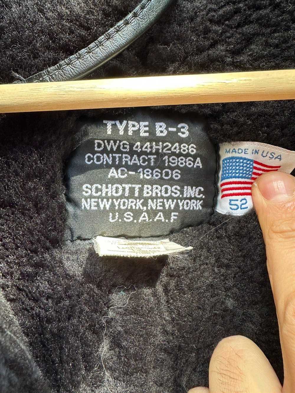 Schott Schott Vintage B3 Black Leather Shearling … - image 12