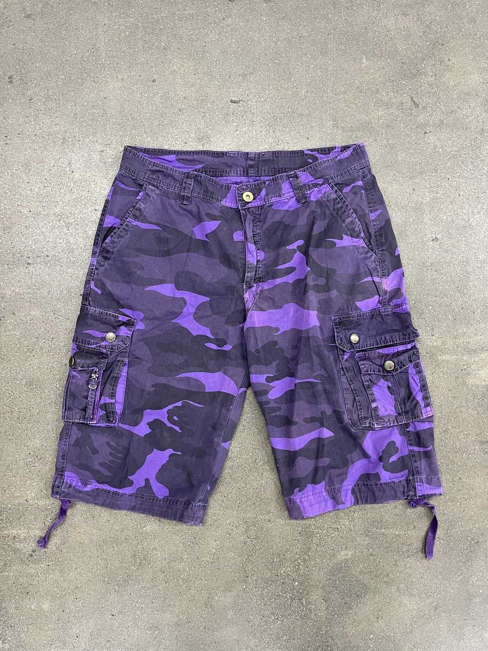 Streetwear Y2K Purple Camo 6 Pocket Cargo Shorts - image 1