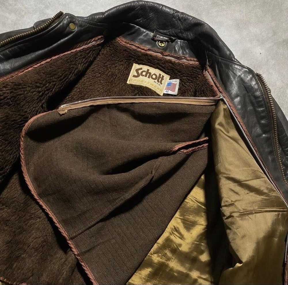 Bomber Jacket × Genuine Leather × Schott Vintage … - image 6