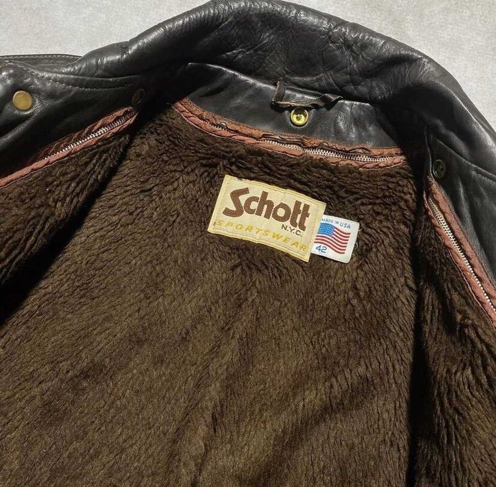 Bomber Jacket × Genuine Leather × Schott Vintage … - image 7