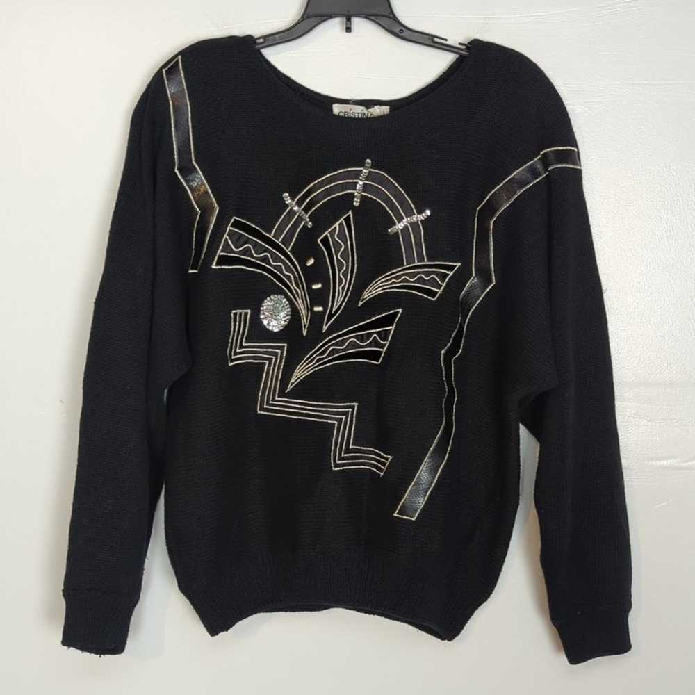Cristina Vintage 80s 90s Abstract Art Sweater - image 1