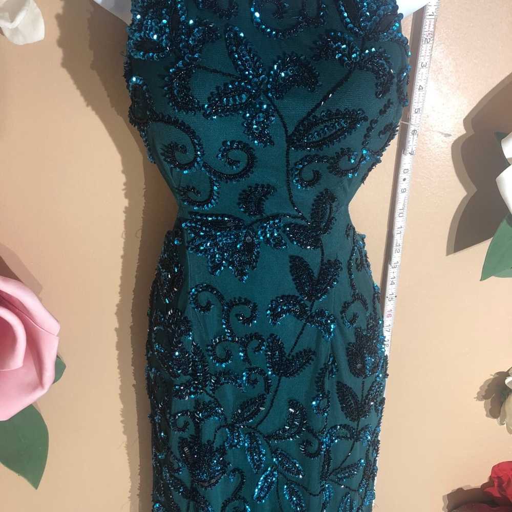 Other Blue Green beaded open back and sides prom … - image 2