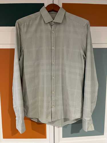 Burberry Gray Plaid/Check Button Up