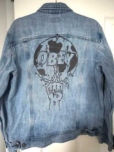 Obey Obey Worldwide Denim Jacket World Fist Large