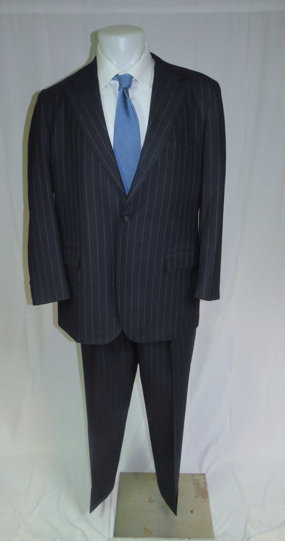 Southwick Navy Blue Pinstripe Three Roll Two Suit… - image 1