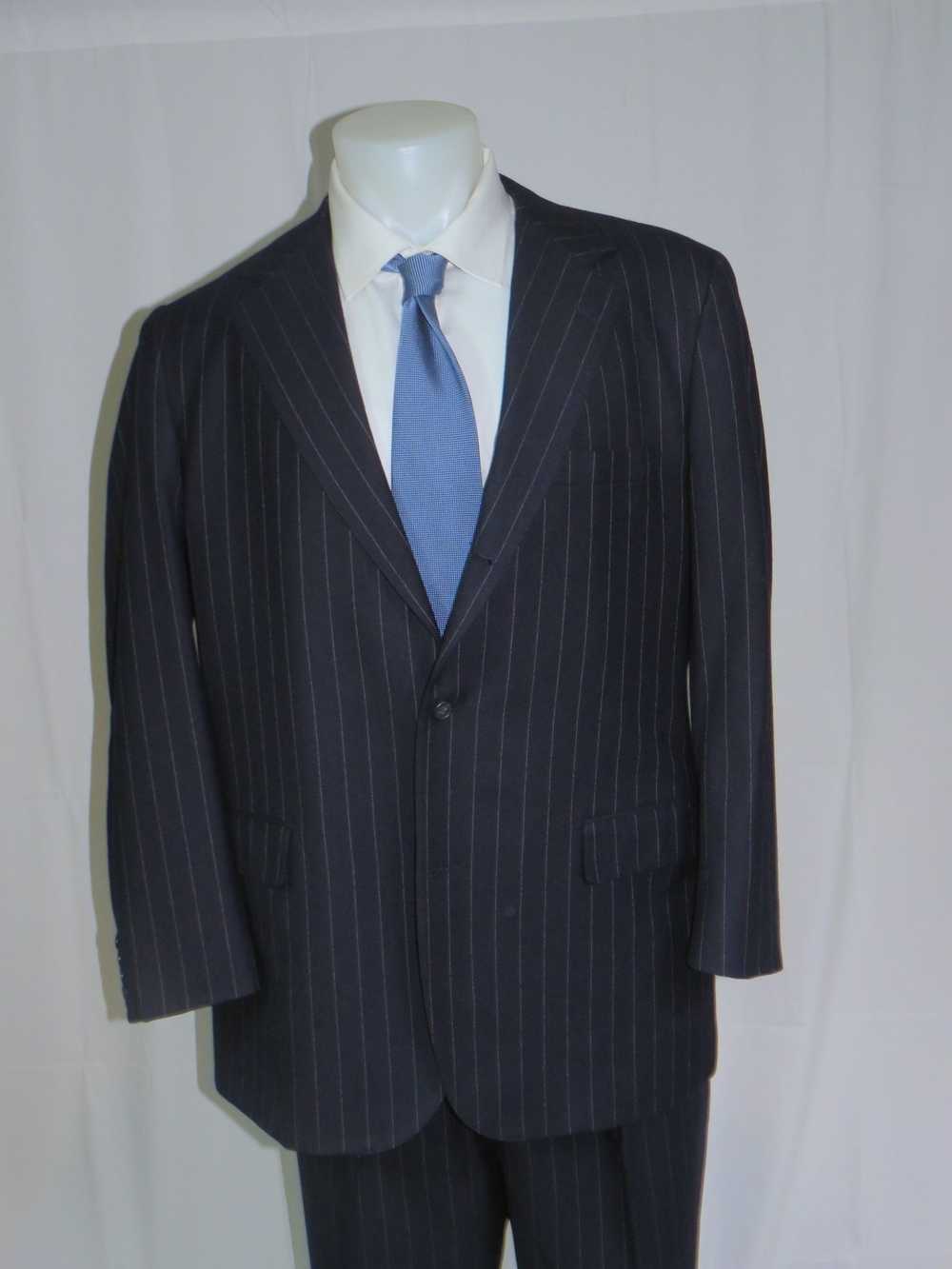 Southwick Navy Blue Pinstripe Three Roll Two Suit… - image 3