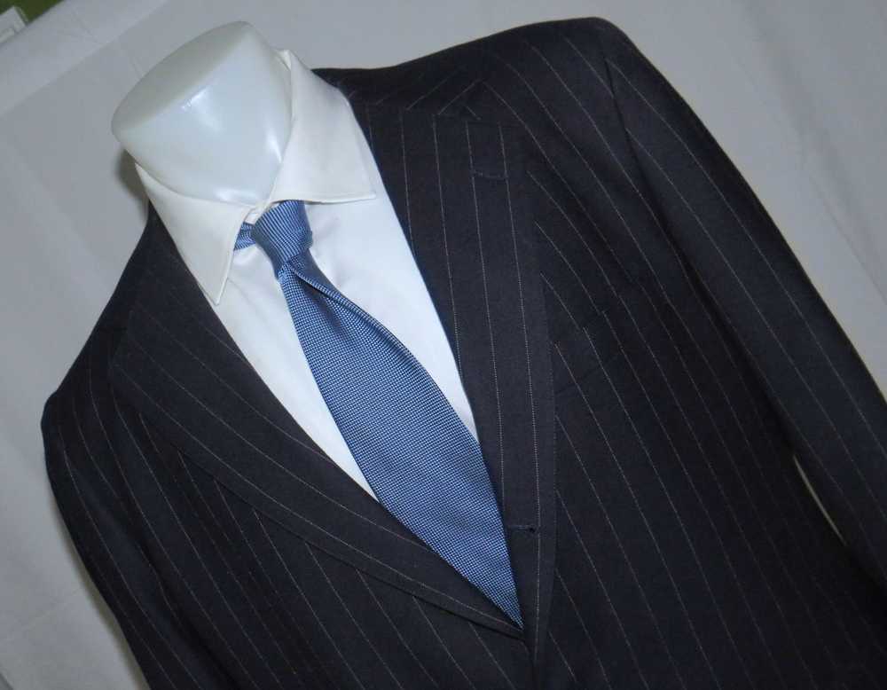 Southwick Navy Blue Pinstripe Three Roll Two Suit… - image 6