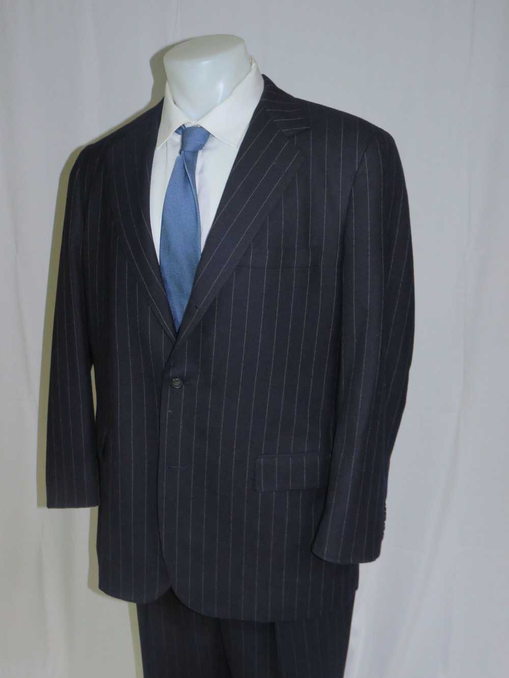 Southwick Navy Blue Pinstripe Three Roll Two Suit… - image 7