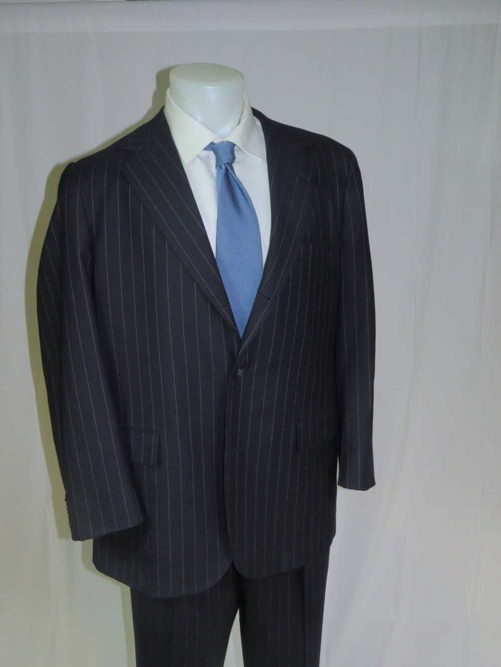 Southwick Navy Blue Pinstripe Three Roll Two Suit… - image 8