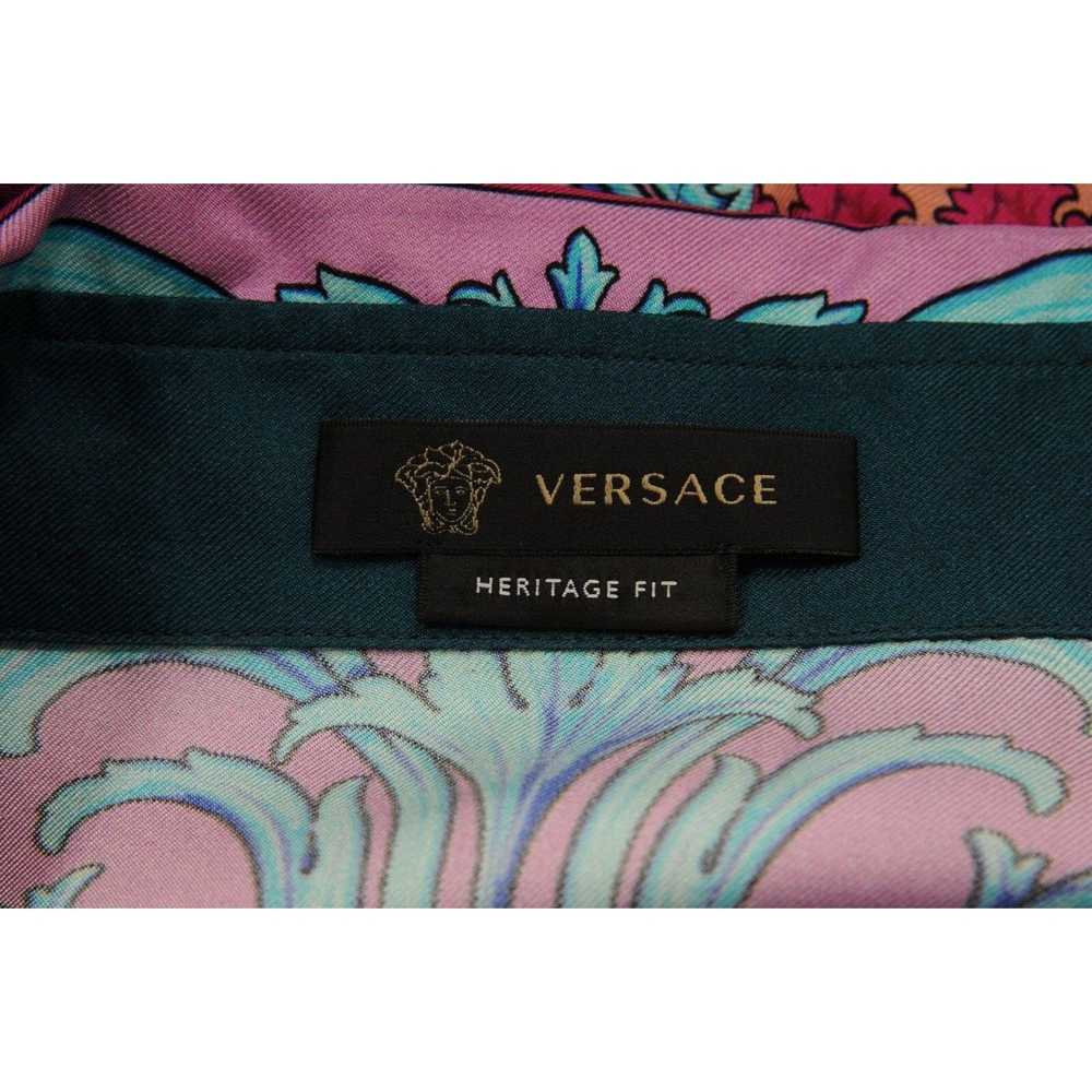 Versace Floral Silk Button Down Shirt 41 / 16 Pur… - image 11