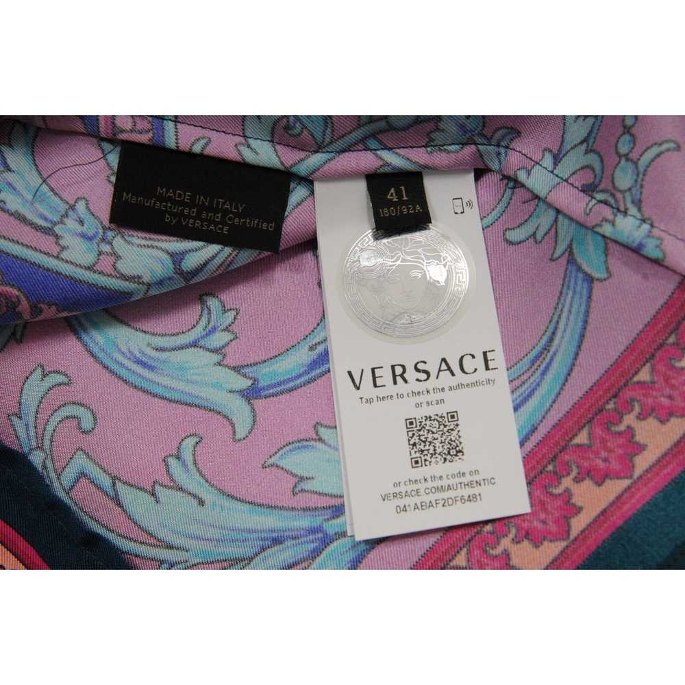Versace Floral Silk Button Down Shirt 41 / 16 Pur… - image 12
