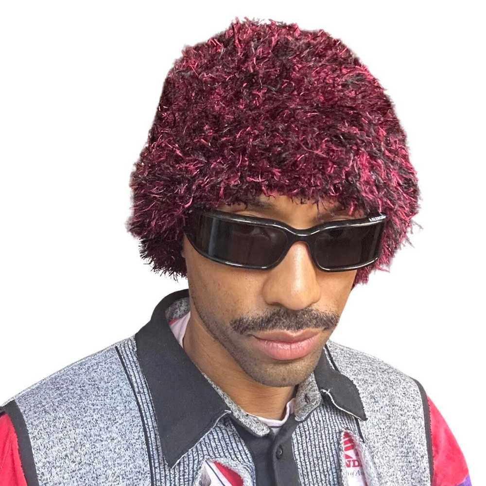Hat × Other × Vintage MAROON & BLACK CHUNKY FUZZY… - image 1