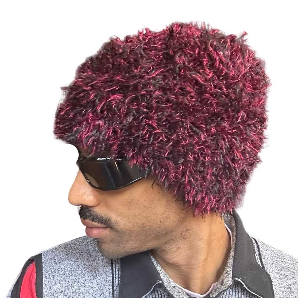 Hat × Other × Vintage MAROON & BLACK CHUNKY FUZZY… - image 3