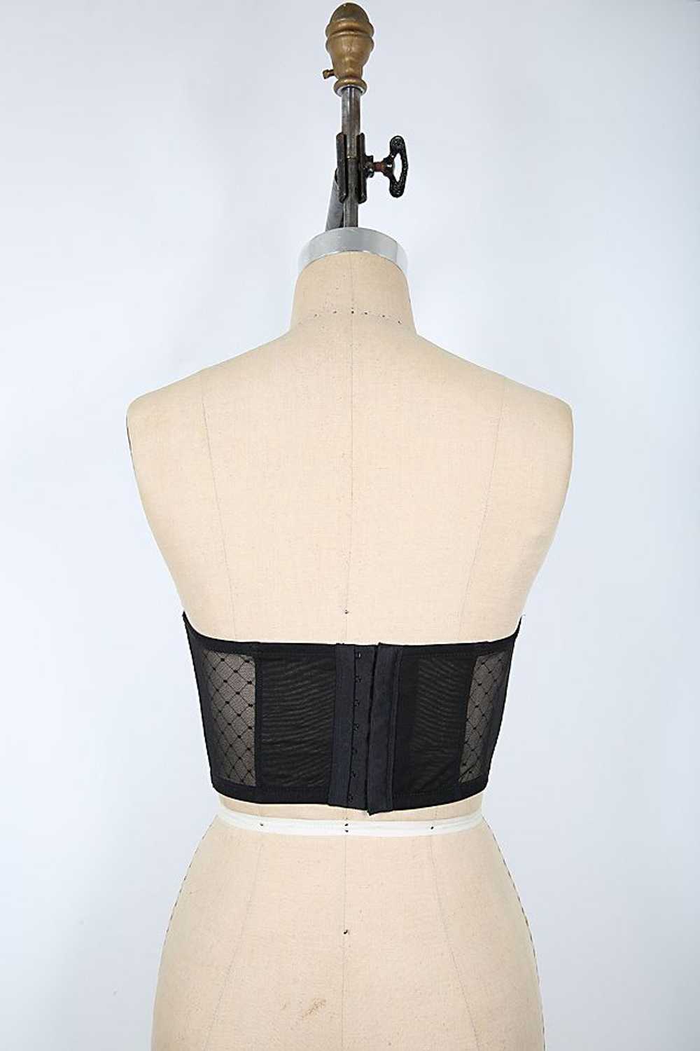 Black and Creme Bra with Front Lace Up Ribbon Sel… - image 3
