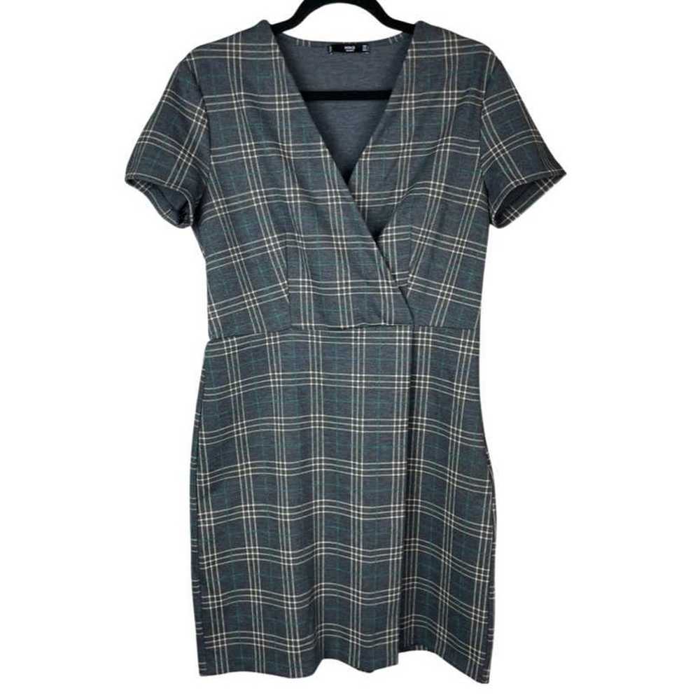 MNG Basics Plaid Dress Charcoal Gray Size 8 - image 2