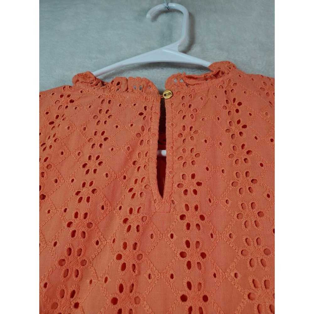 LOFT Sheath Dress Womens Small Orange Eyelet 100%… - image 10
