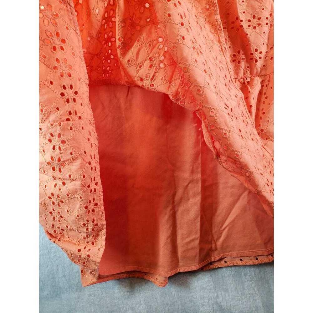 LOFT Sheath Dress Womens Small Orange Eyelet 100%… - image 6