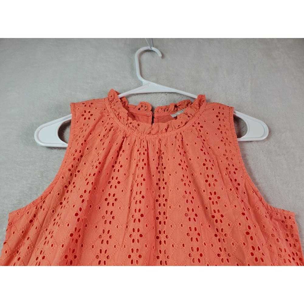 LOFT Sheath Dress Womens Small Orange Eyelet 100%… - image 8