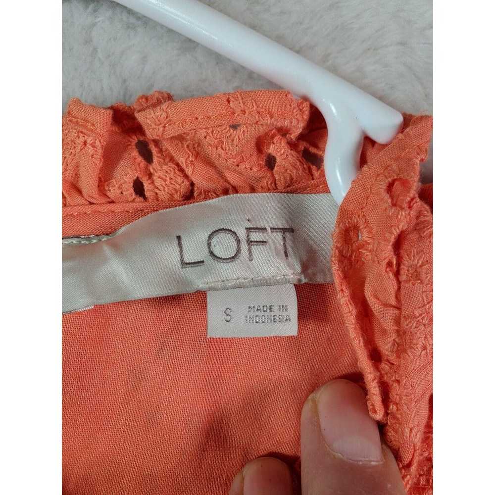 LOFT Sheath Dress Womens Small Orange Eyelet 100%… - image 9