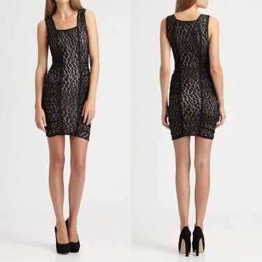 BCBGMaxAzria Renee Mini Dress, Black Lace & Tan, … - image 1