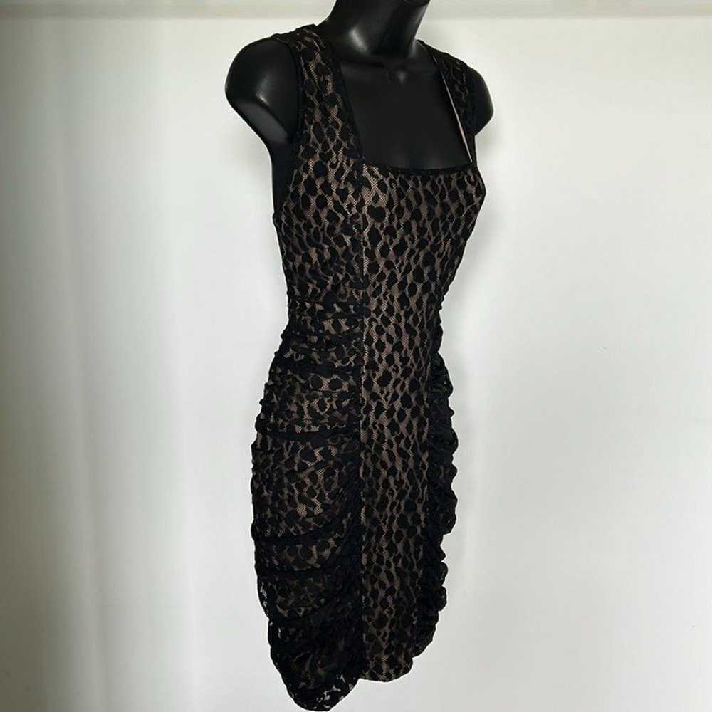 BCBGMaxAzria Renee Mini Dress, Black Lace & Tan, … - image 5