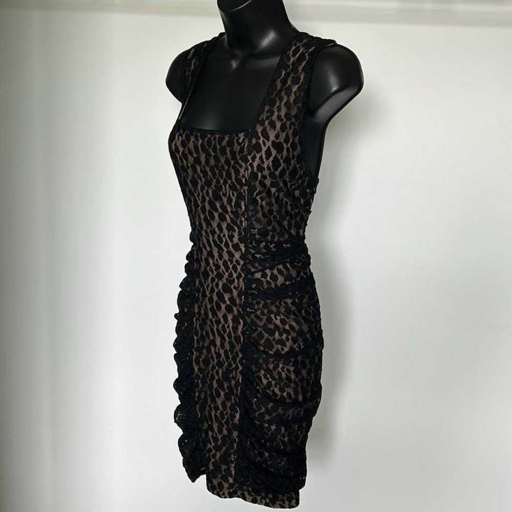 BCBGMaxAzria Renee Mini Dress, Black Lace & Tan, … - image 6