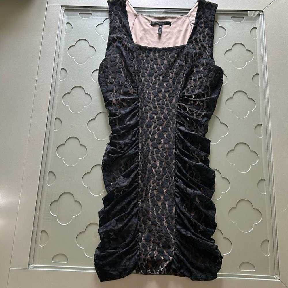 BCBGMaxAzria Renee Mini Dress, Black Lace & Tan, … - image 7