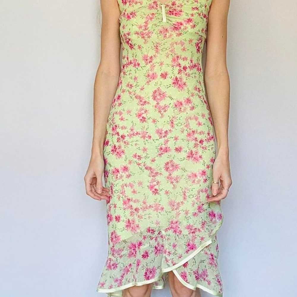 Y2K pink and green floral dress - image 2