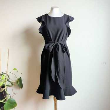 Black Sleeveless Ruffle Belted Mini Dress Chic Ro… - image 1
