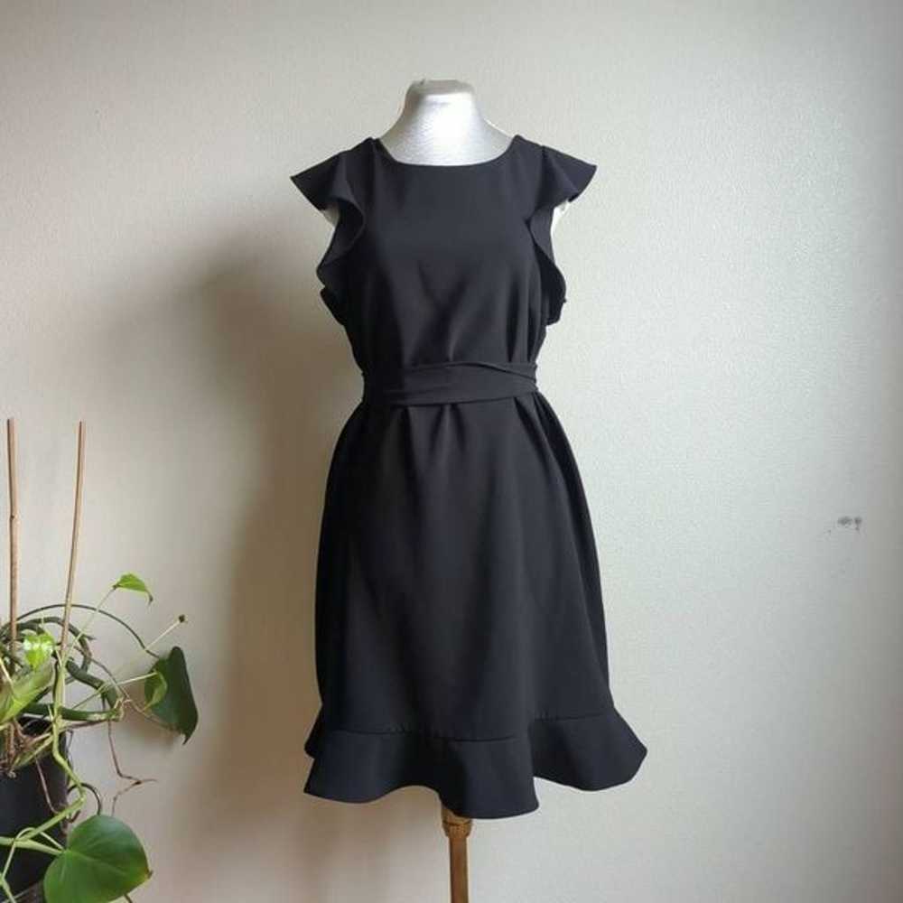 Black Sleeveless Ruffle Belted Mini Dress Chic Ro… - image 3