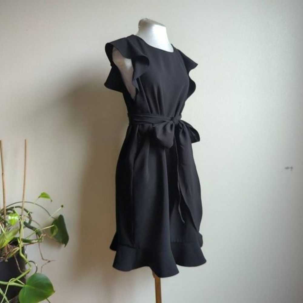 Black Sleeveless Ruffle Belted Mini Dress Chic Ro… - image 4