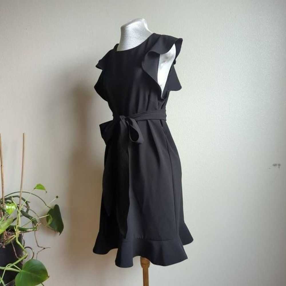Black Sleeveless Ruffle Belted Mini Dress Chic Ro… - image 5