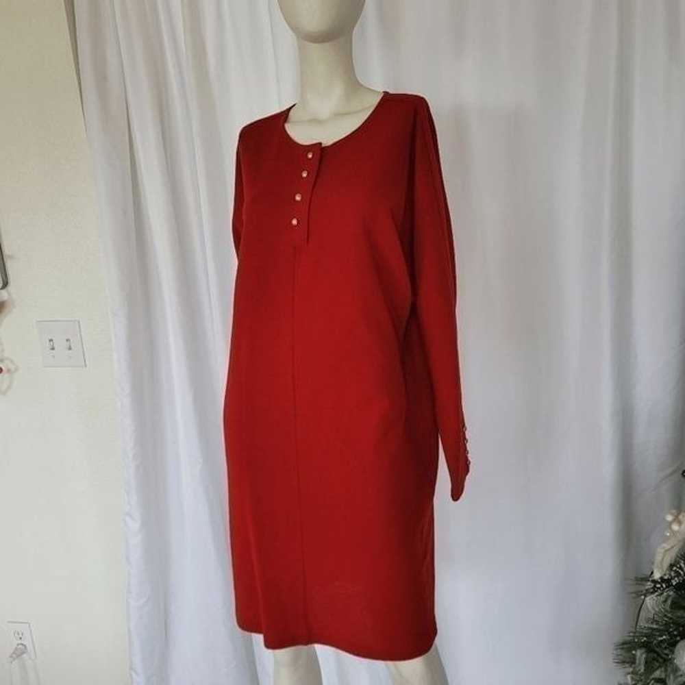 Vintage Liz Claiborne red rare wool blend dress g… - image 3