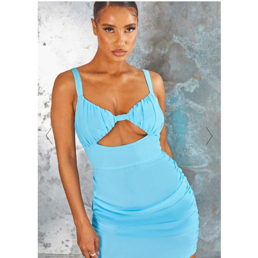 PrettyLittleThing Blue Ruched Cut Out Mini Dress … - image 2