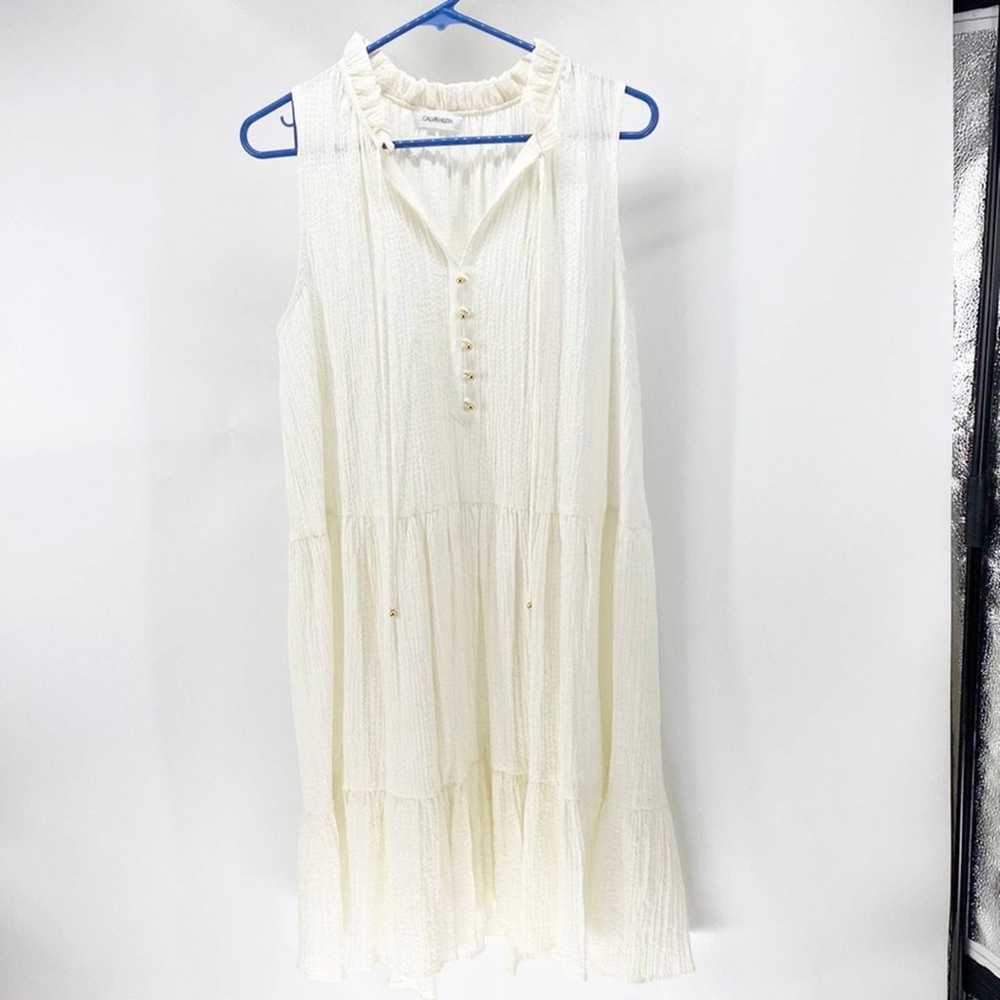 Calvin Klein off white semi sheer sleeveless dres… - image 1