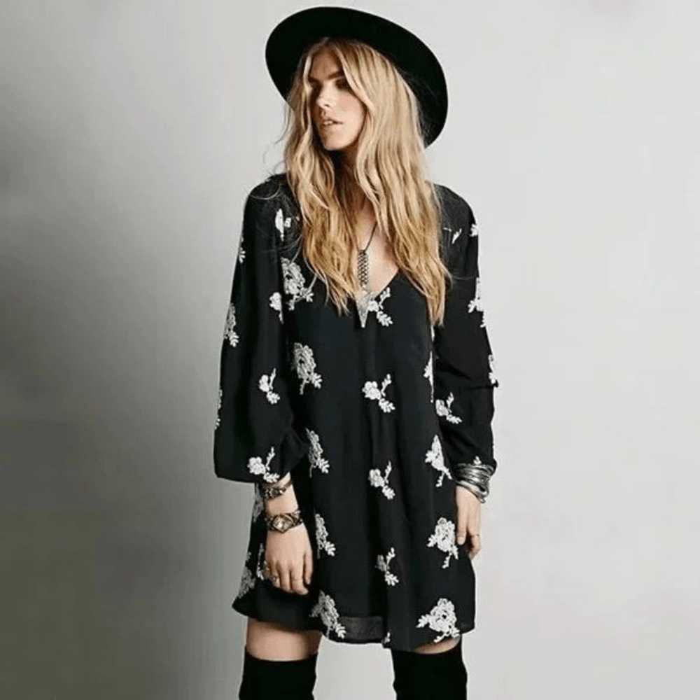 Free People navy Emma Dress with Allover Floral E… - image 1