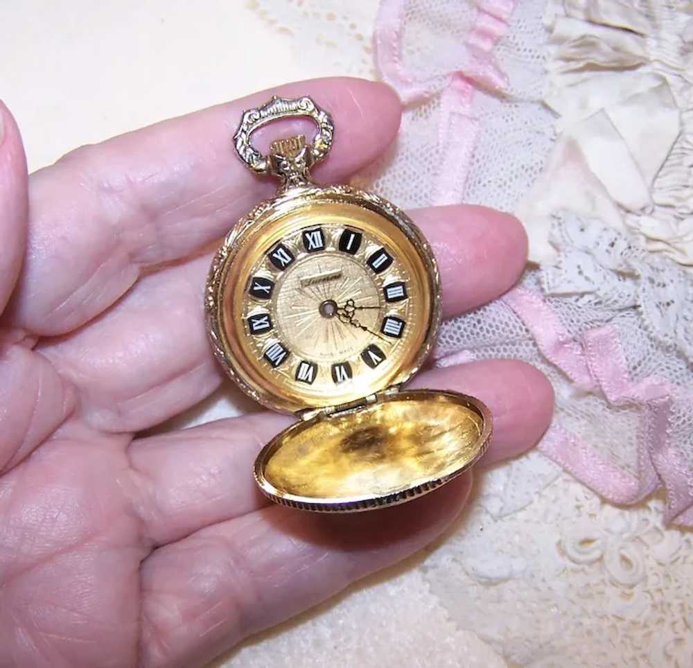Gold Tone Metal Ladies Pocket Watch - Works by Lu… - image 3