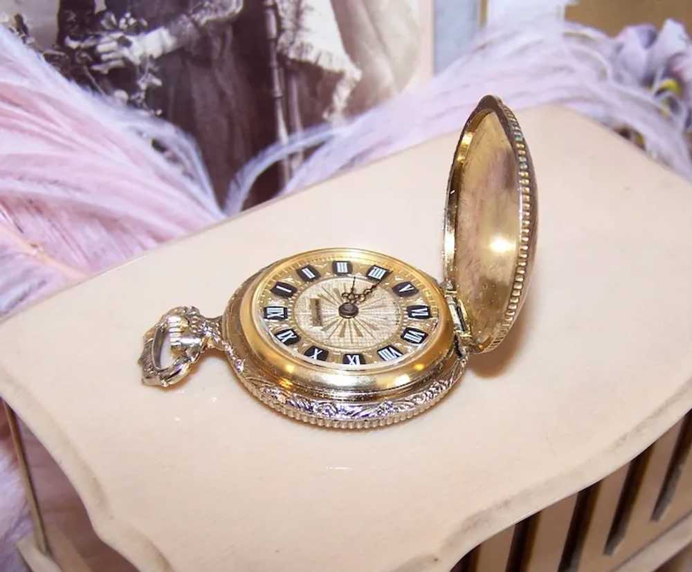 Gold Tone Metal Ladies Pocket Watch - Works by Lu… - image 4