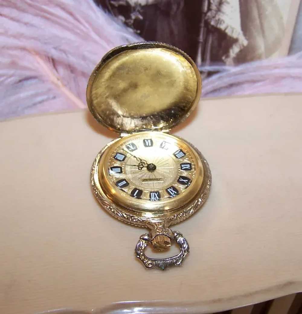 Gold Tone Metal Ladies Pocket Watch - Works by Lu… - image 8
