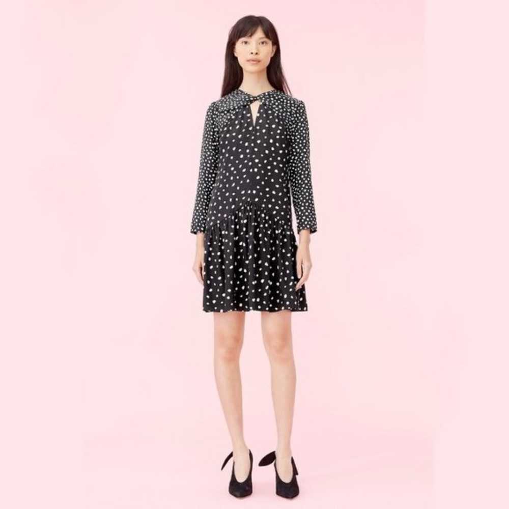 Rebecca Taylor Nova Dot Jacquard Twist Dress Blac… - image 1