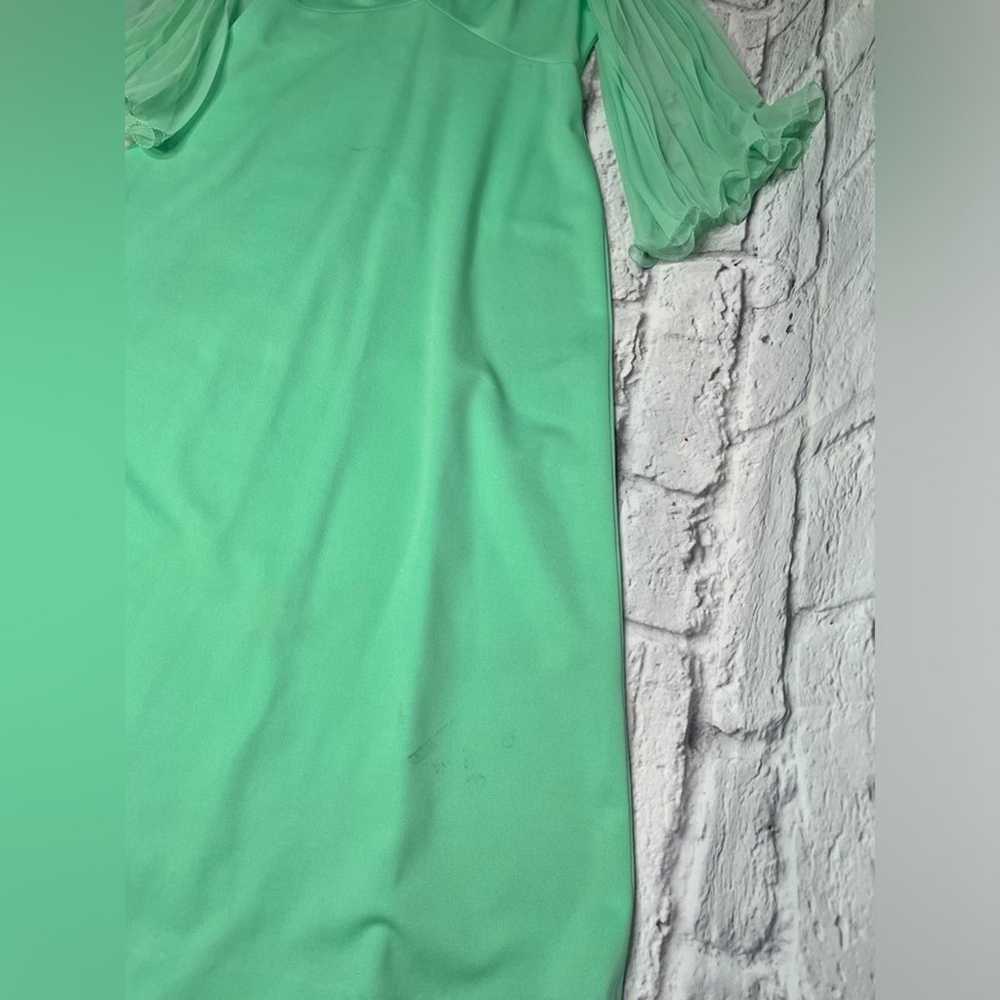 Vintage 70s sea foam bell flutter sleeve dress si… - image 2
