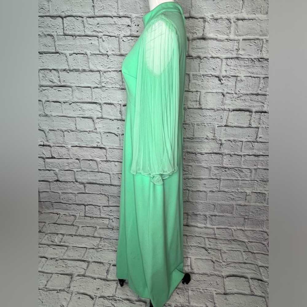 Vintage 70s sea foam bell flutter sleeve dress si… - image 7