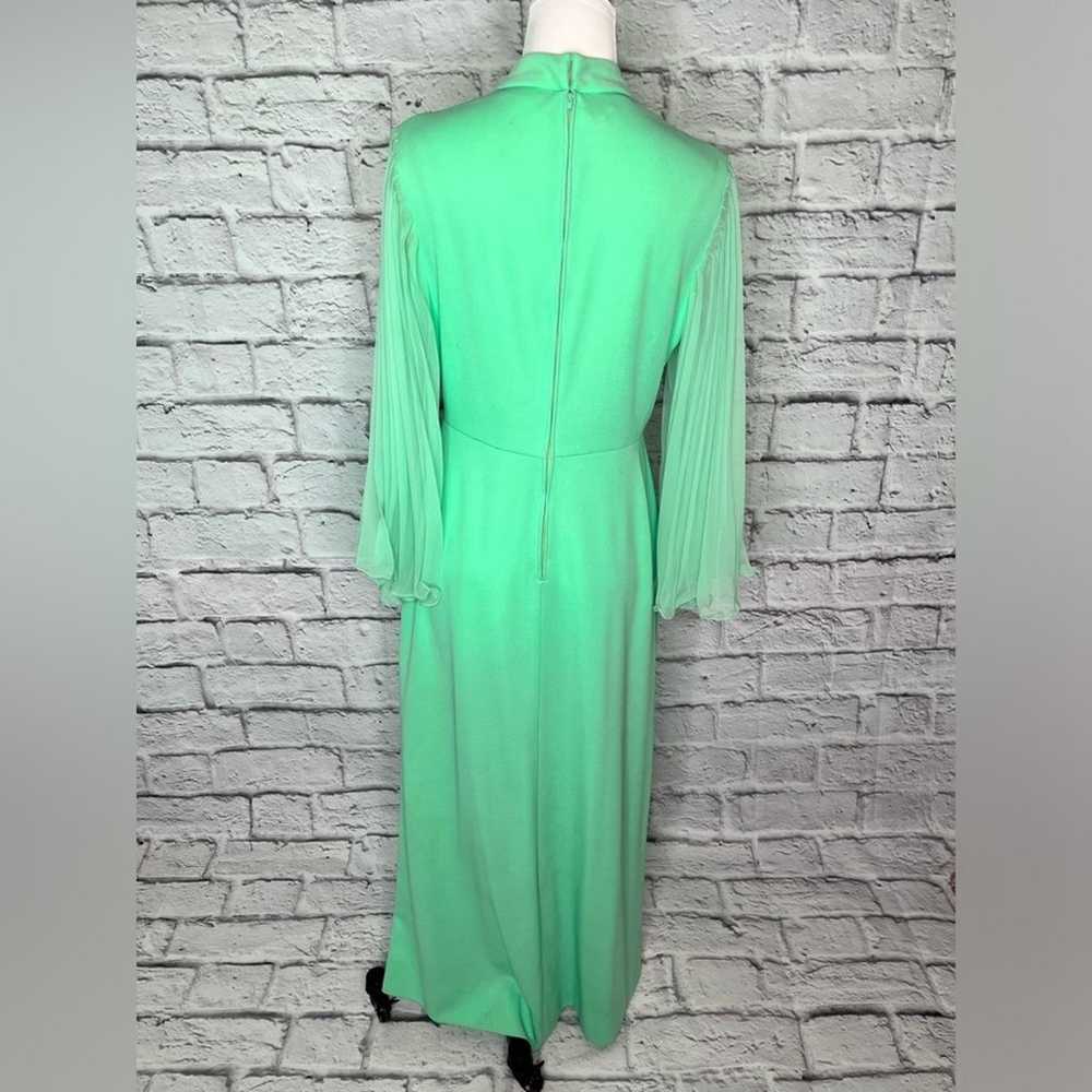 Vintage 70s sea foam bell flutter sleeve dress si… - image 8
