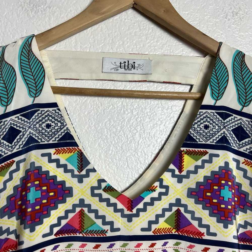 Tibi Aztec Mixed Print 10% Silk Sleeveless V-Neck… - image 10