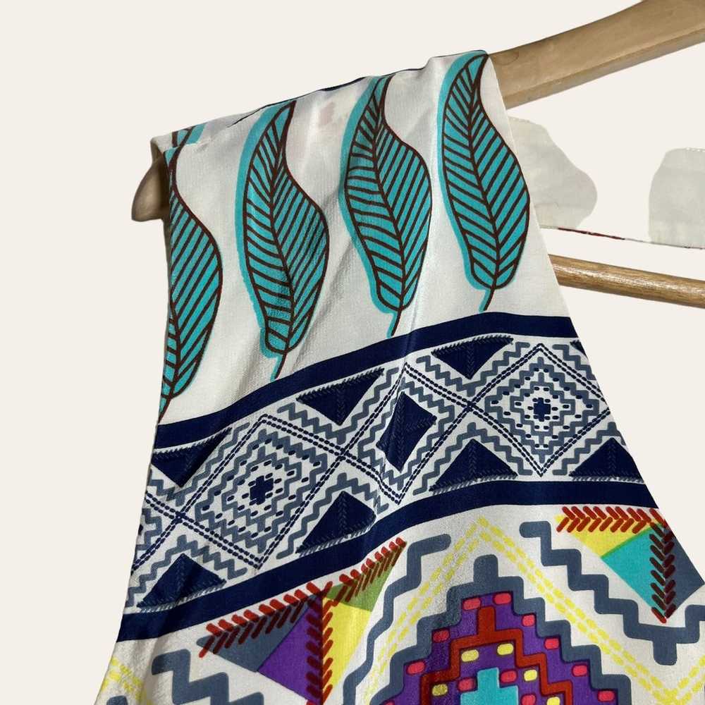 Tibi Aztec Mixed Print 10% Silk Sleeveless V-Neck… - image 4