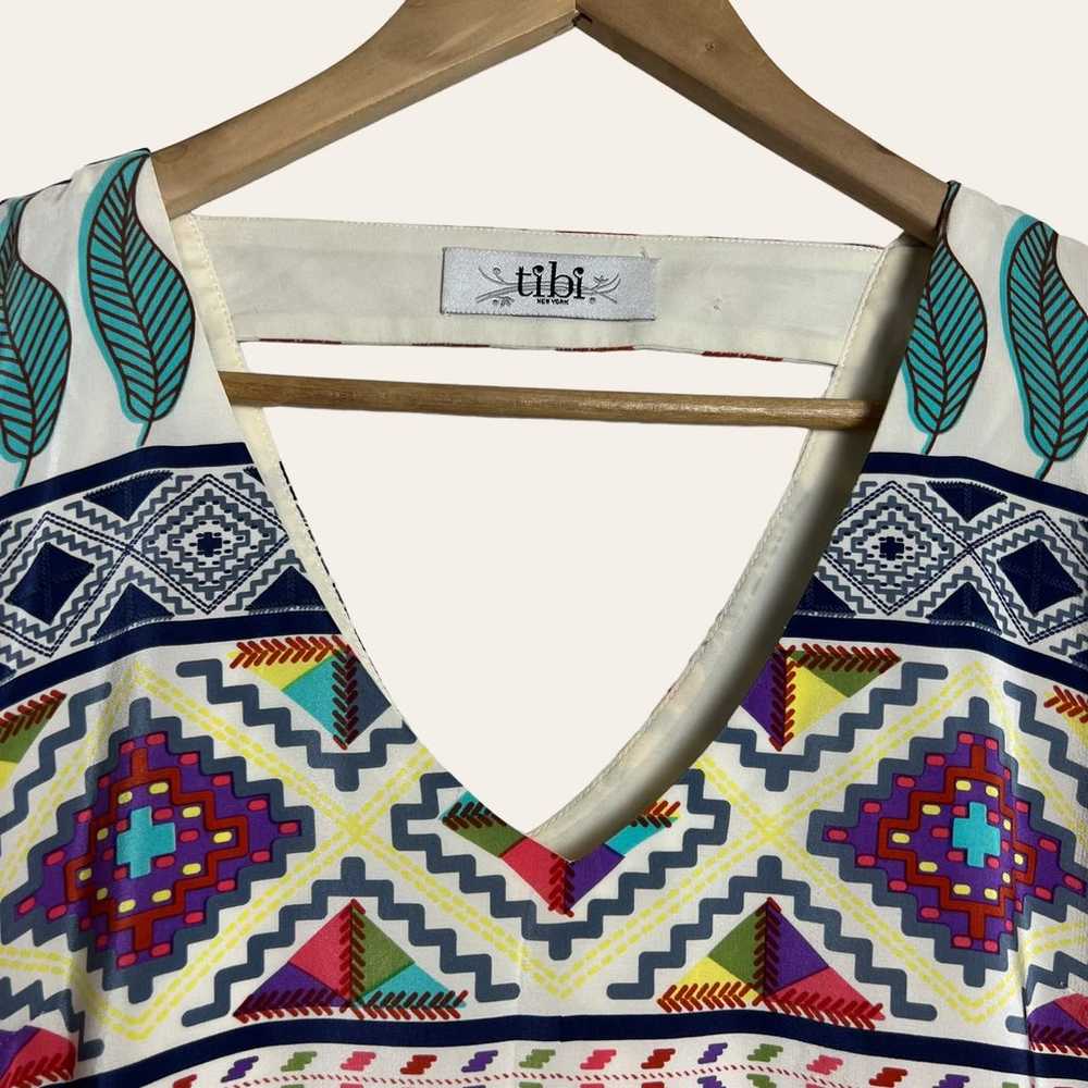 Tibi Aztec Mixed Print 10% Silk Sleeveless V-Neck… - image 6