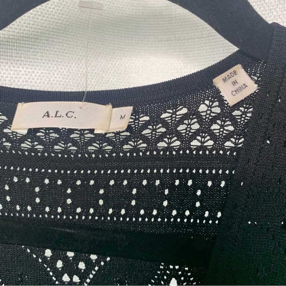 ALC crochet lace sheath black fringe trevi midi d… - image 5