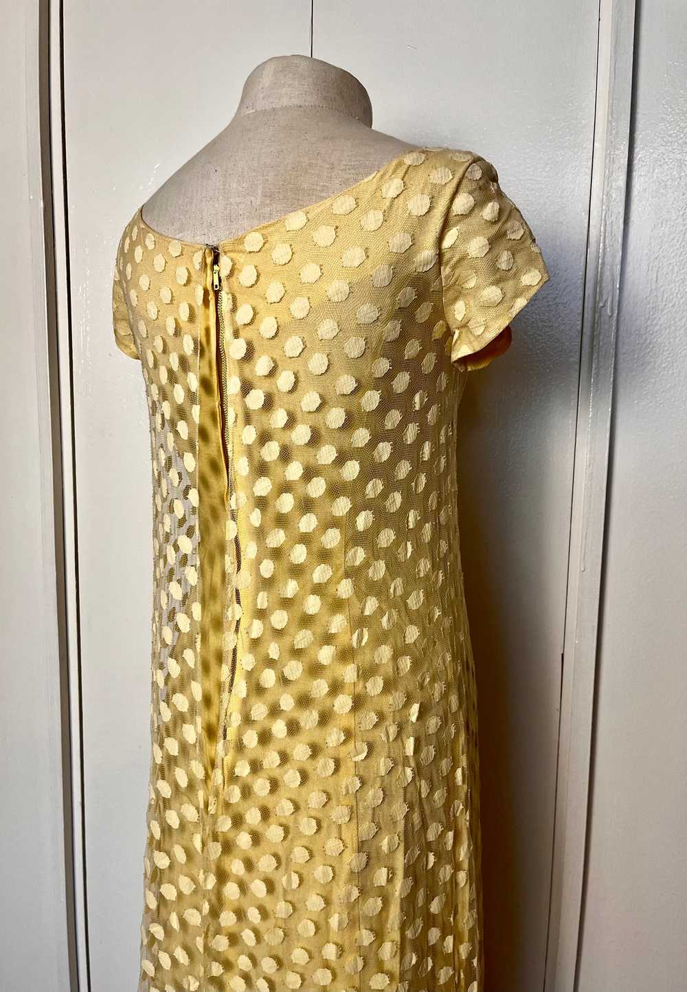 Vintage 1960's Yellow Swiss Dot Maxi Dress - image 7