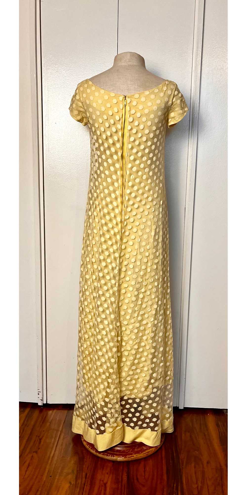 Vintage 1960's Yellow Swiss Dot Maxi Dress - image 8
